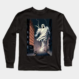 Giant ghost attacking the city Long Sleeve T-Shirt